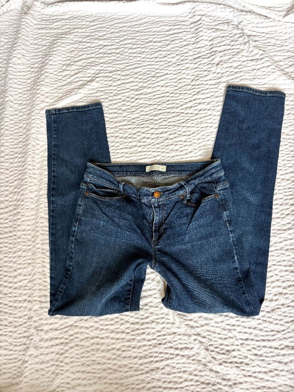 Mid rise dark wash straight jeans by J.Jill